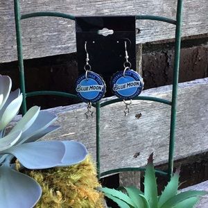 Blue Moon bottle cap earrings